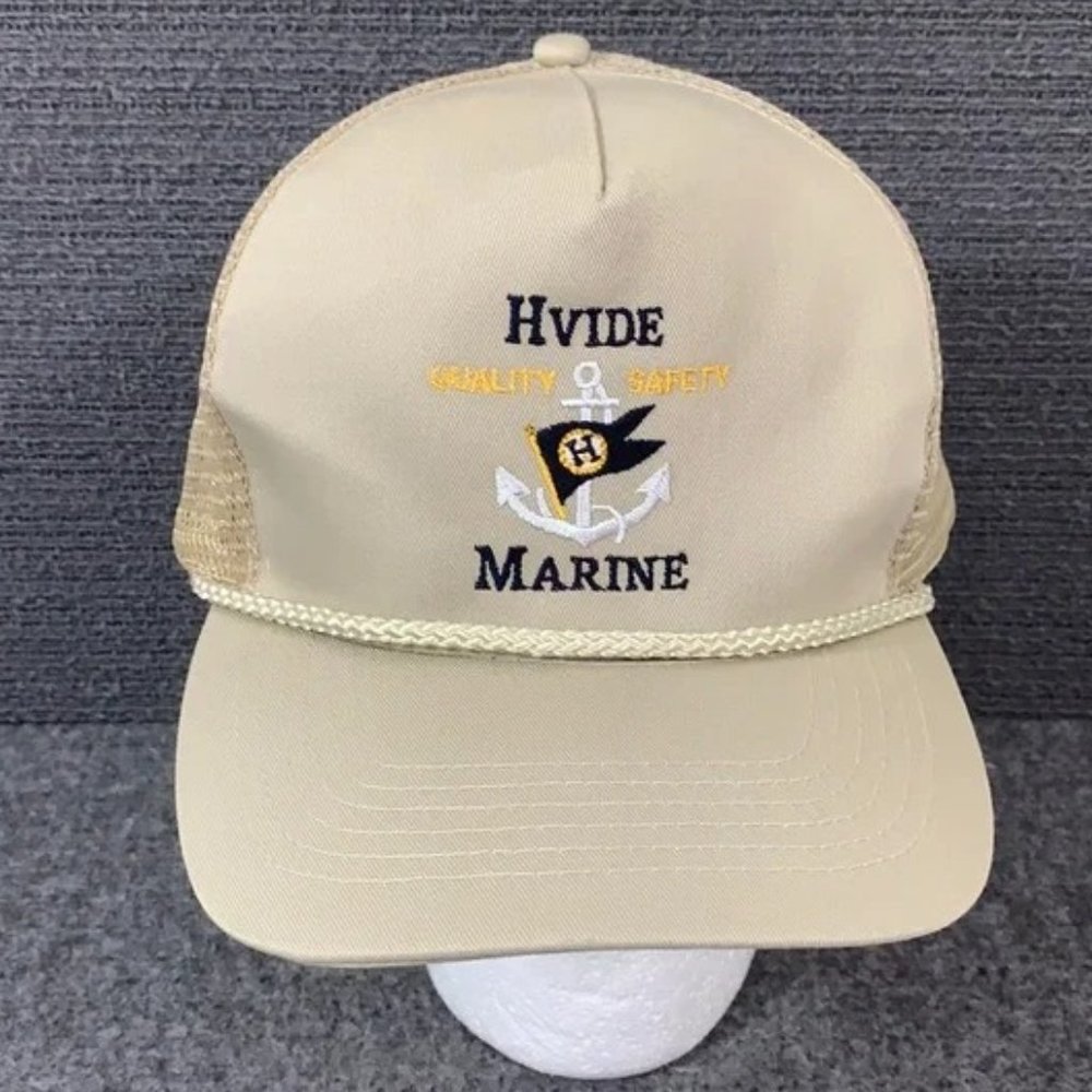 Hvide Marine Trucker Hat OSFA Beige Embroidered Rope Snapback OTTO Cap A1CTGMC